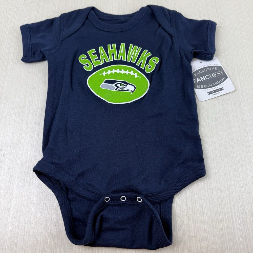Outer Stuff Seattle Seahawks Bodysuit 3-6 Mo Outfit NFL NWT Blue Football Outfit